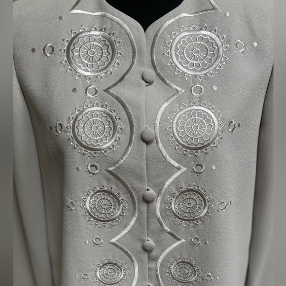 ADRIANNA PAPELL 2 Pc Formal Wedding Elegant Embroidered Jacket & Pants Set Sz 8 - Picture 10 of 15